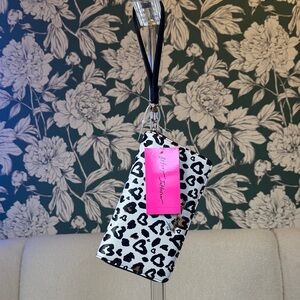 Betsey Johnson Black and White Leopard Wristlet NWT